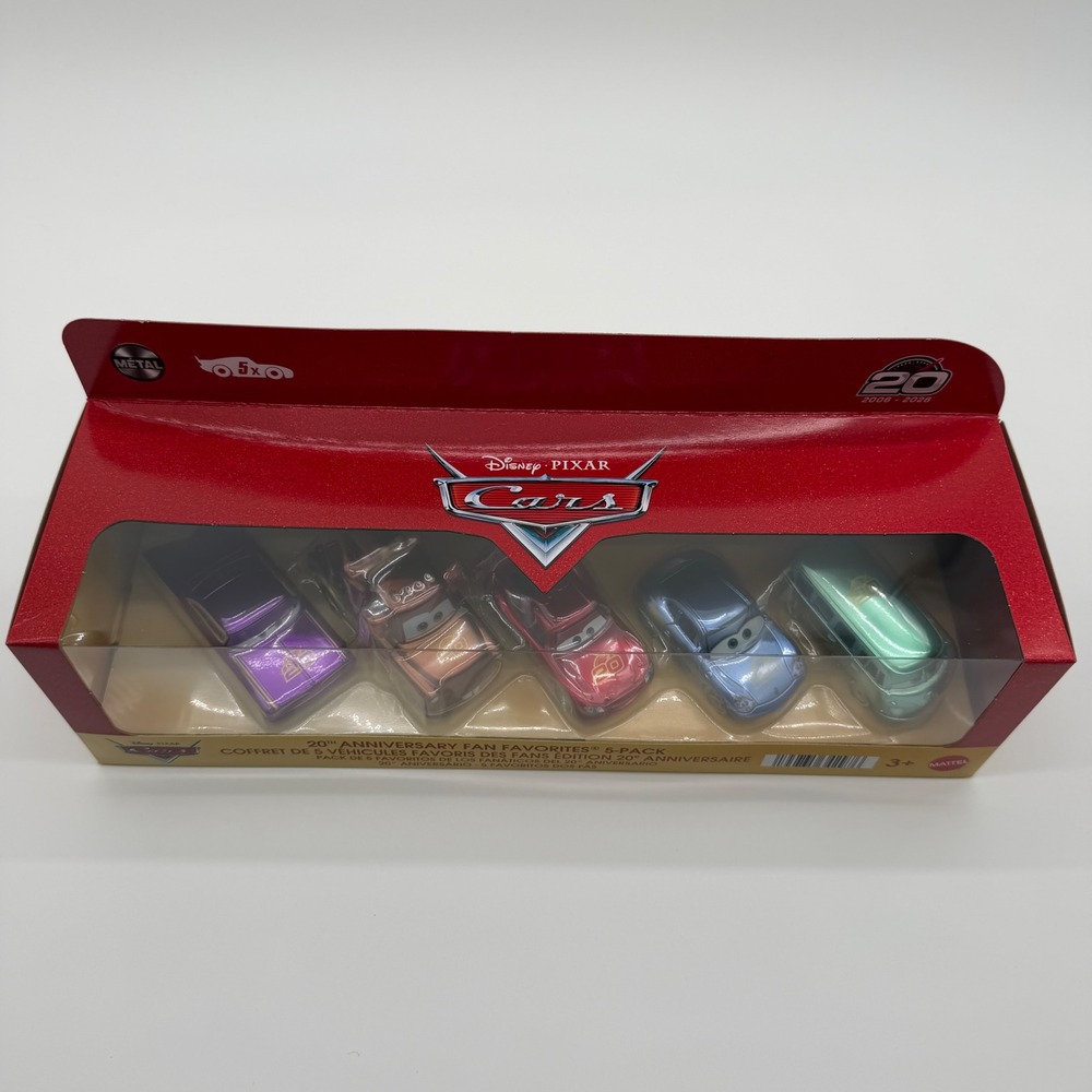 Cars 20th Anniversary Fan Favorites 5 Pack Disney Pixar Mattel New Metallic READ